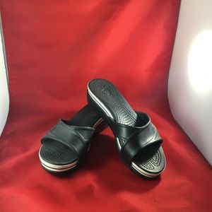 Black croc slides size 7